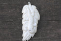 1pc Beautiful Lizard on Leaf Hand Carved White Buffalo Bone Drop Pendant, Symbol of Strength Prosperity Pendant, with Sterling Silver Bail, 2 Inch, BP-64