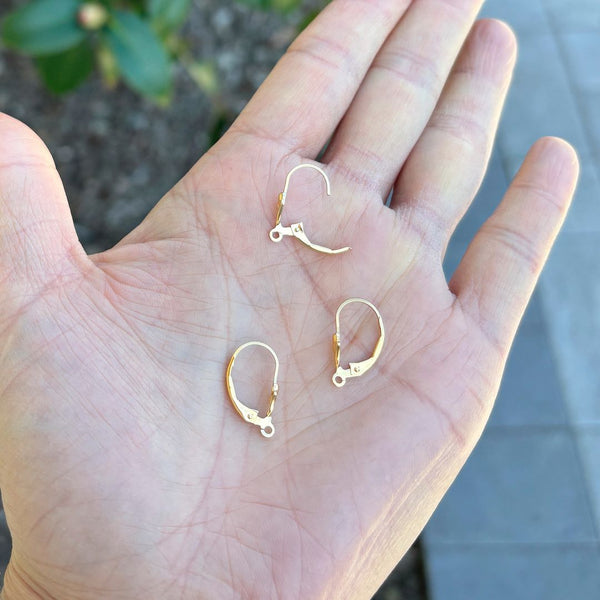 2pcs Real 1/20 14K Gold Filled Strong Fleur De Lis Leverback Earring Hooks Open Ring, 16x10mm, JK1-V