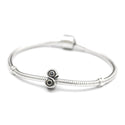 1pc Real 925 Sterling Silver Charm, September Birthstone Bead, Cubic Zirconia CZ Blue Sapphire Gemstone, Compatible with Pandora all Other Charm Bracelets, EC418