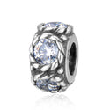 Real 925 Sterling Silver June Birthstone Flower Round Charm Bead, Cubic Zirconia CZ Gemstone,...