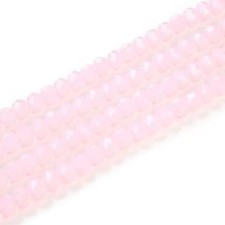 140pcs Creative Club Faceted Rondelle Crystal Glass Beads, Pink Rose Opal, 8x6mm, Hole ID 1.1mm, CCR830