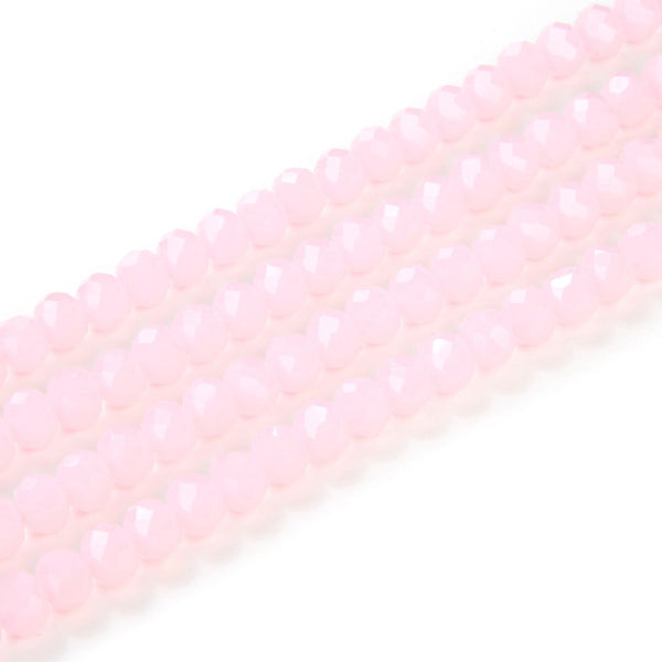 140pcs Creative Club Faceted Rondelle Crystal Glass Beads, Pink Rose Opal, 8x6mm, Hole ID 1.1mm, CCR830