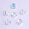25pcs Adabele Austrian Faceted Diagonal Cube Crystal Beads #5600, Clear AB, 7mm, Hole ID 1.1mm, SSD-702