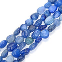 Natural Kyanite Blue Crystals Gemstone Oval Tumbled Pebble Beads, Irregular, 7mm to 10mm, Hole ID 1mm, 15 Inch/1 Strand, GZ12-38