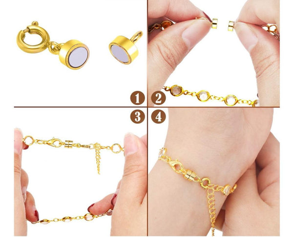 5 Sets Tarnish Resistant Cylinder Magnetic Clasps, 18K Yellow Gold Plated Brass, 6mm Small, BF57-2