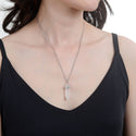 1pc Natural White Quartz Clear Crystal Gemstone Pendant Necklace, 18 Inch Surgical Stainless Steel Chain, GGP-C5