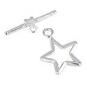 1 Set 925 Sterling Silver Star Toggle Clasp, T-Bar Jewelry Closure, 20mm, SS27