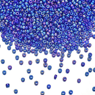 50g Miyuki Rocaille 15/0 Round Seed Beads Translucent Rainbow Cobalt RR-177