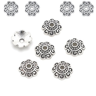 200pcs Infinity Spiral Design Bead Caps, 8mm Bead End Caps, Antique Silver, MC-AB19