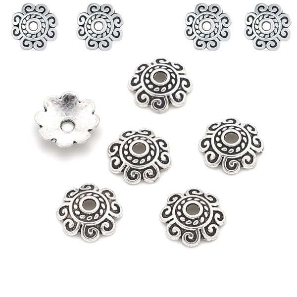 200pcs Infinity Spiral Design Bead Caps, 10mm Bead End Caps, Antique Silver, MC-AB20