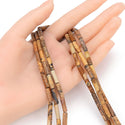 Natural Picture Jasper Gemstone Cylinder Tube Beads, 13x4mm, Hole ID 1mm, 14.5 Inch/1 Strand, GH-H10
