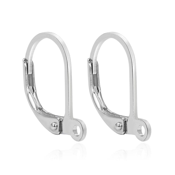 10pcs 925 Sterling Silver Leverback Earring Hooks, Tarnish Resistant Rhodium Plated, Closed Ring, 17mm, SS97-3
