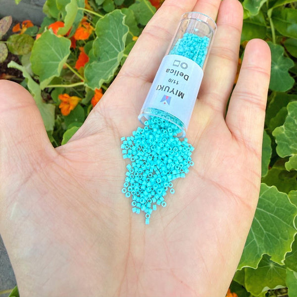 7.5g Miyuki Delica 11/0 Seed Beads, Opaque Matte Sea Opal DB1586