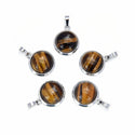 2pcs Natural Golden Yellow Tiger Eye Round Gemstone Pendant Drops, 20mm, G2P-K1