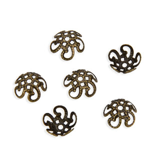 100pcs Pretty Flower Flower Bead Caps, Bead End Caps, Antique Bronze Plated Brass, 10mm, CF47-4