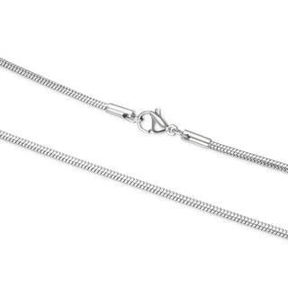 5pcs 304 Stainless Steel 2mm Round Snake Chain Necklaces (16 Inch/18 Inch/20 Inch/22 Inch/24Inch/26 Inch)