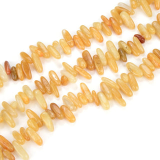 Natural Yellow Jade Gemstone Stick Point Beads, Irregular, 7mm-23mm Long, Hole ID 1mm 1 Strand/15 Inch, GZ5-25