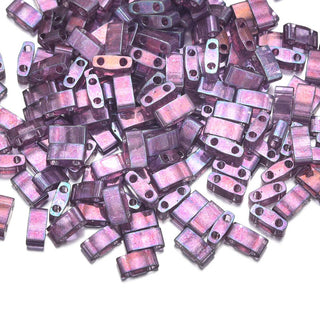 10g Miyuki Half Tila Seed Beads 5x2.3mm, Gold Luster Light Amethyst (HTL-316)