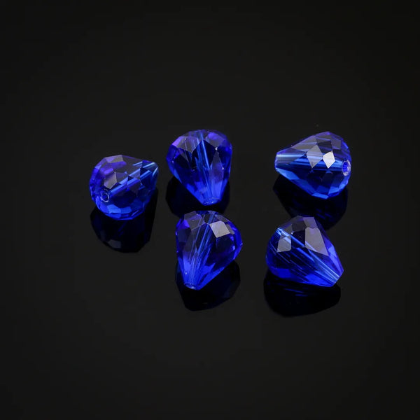 24pcs Adabele Austrian Faceted Teardrop Crystal Beads #5500, Sapphire Blue, 12mm x 10mm, Hole ID 1.2mm, SST-1213