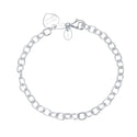 1pc 925 Sterling Silver 4mm Cable Chain Bracelet with "One in a Million" engraved Heart Charm Drop, Length Selections: 7 inch/7.5 inch/8 inch