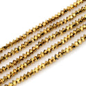 200pcs Creative Club Faceted Flat Bicone Rondelle Crystal Glass Beads #5305, Gold Aurum, 6x4mm Small, Hole ID 1mm, CC3R633