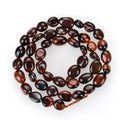Natural Red Tiger Eye Gemstone Oval Tumbled Pebble Beads, Irregular, 6mm to 8mm, Hole ID 1mm, 15 Inch/1 Strand, GZ11-59