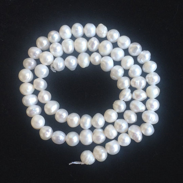 Adabele Natural Potato Round Pearl Beads, White Cultured Freshwater Pearls, 5- 6mm, 1 Strand/14 Inch, FP3-56