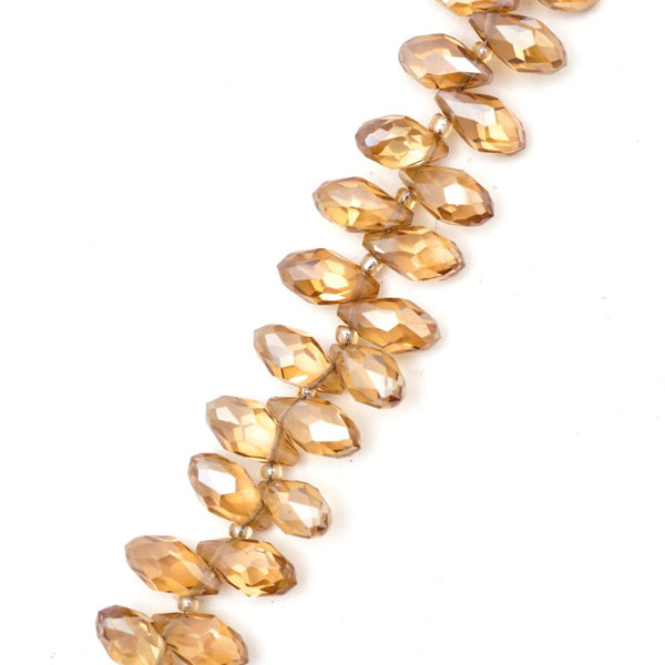 200pcs Creative Club Faceted Teardrop Briolette Crystal Glass Beads, Pendant Drop, Golden Shadow, 12x6mm, Hole ID 1mm, CCT2-28