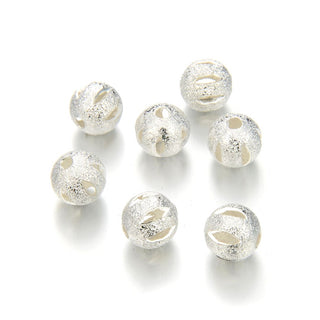 50pcs Tarnish Resistant Artistic Filigree Round Beads, Sterling Silver Plated Brass, Size Selections: 6mm/8mm/10mm