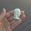 1pc Beautiful Indian Female Chief Hand Carved White Buffalo Bone Drop Pendant, Symbol of Strength Prosperity Pendant, with Sterling Silver Bail, 1.57 Inch, BP-65