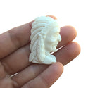 1pc Beautiful Indian Female Chief Hand Carved White Buffalo Bone Drop Pendant, Symbol of Strength Prosperity Pendant, with Sterling Silver Bail, 1.57 Inch, BP-65