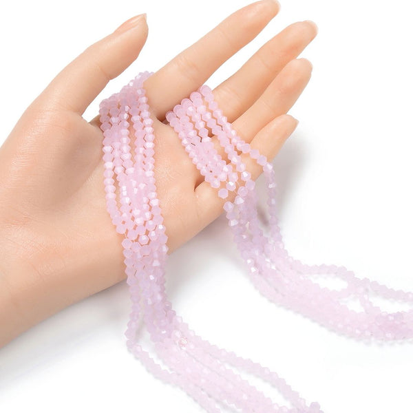 500pcs Creative Club Faceted Bicone Crystal Glass Beads, Rose Opal, 4mm (0.16 Inch) Small Tiny, Hole ID 0.9mm, CCB430