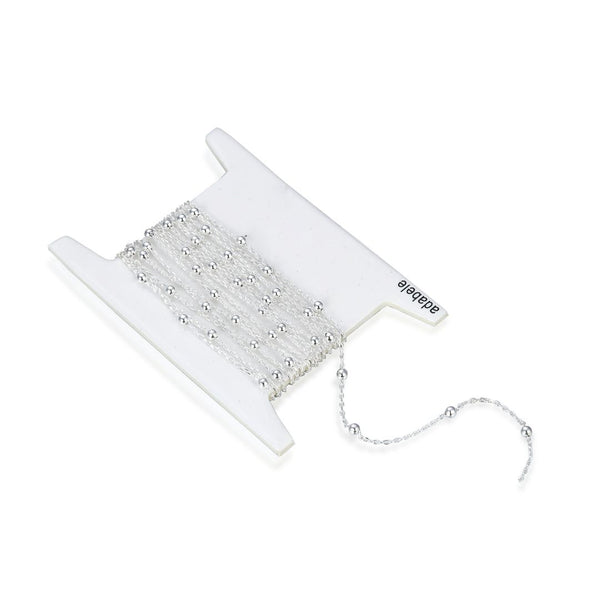 5 Feet 925 Sterling Silver Unfinished Bead Station Cable Chain Links, 2mm Beads, Thin Small, SSK-L1