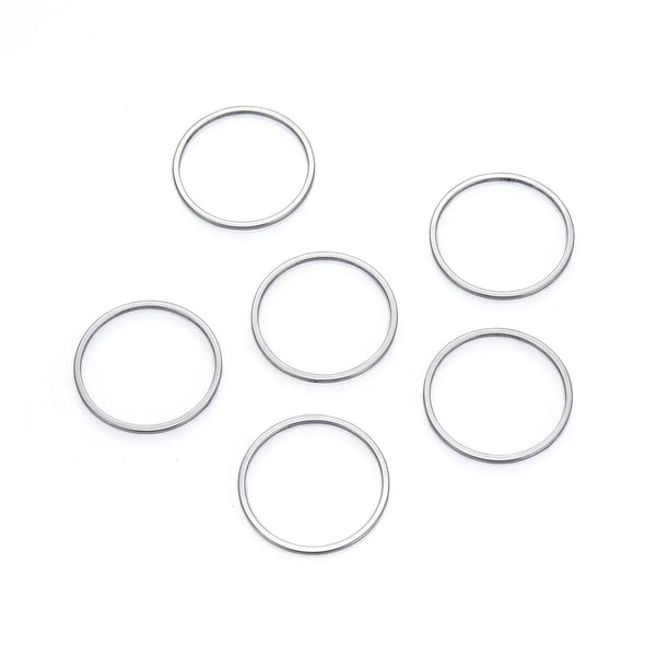 20pcs 304 Surgical Stainless Steel Round Hoop Link Findings – Open Back Bezel Connectors (12mm/16mm/20mm)