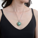 1pc You Are My Only Love Necklace, Natural Green Aventurine Gemstone Large Heart Pendant, 18 Inch Surgical Stainless Steel Chain, GGP8-3