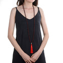 Adabele Premium 108 Mala Bead Red Tassel Necklace, 8mm Natural Garnet Gemstone, Tibetan Buddhist Japa Prayer Beaded Jewelry RGN8