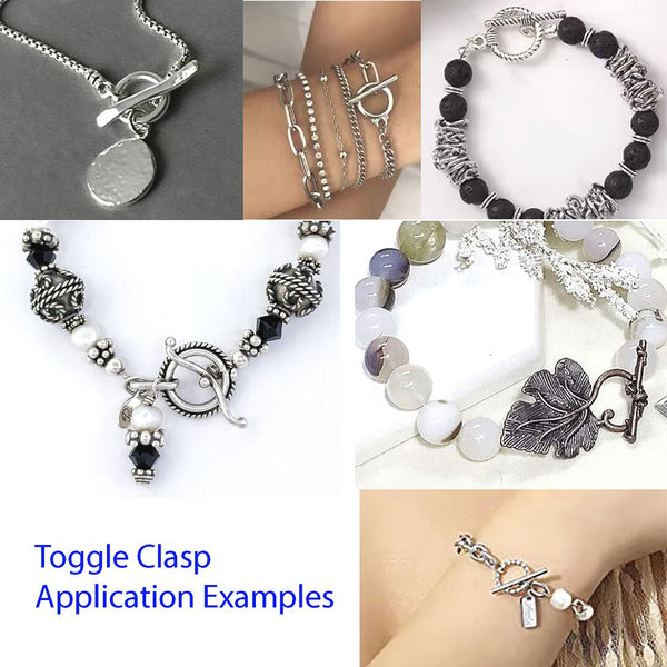 Adabele 20 Sets Flower Toggle Clasp, T-Bar Jewelry Closure, 20.3mm (0.8 Inch), Antique Silver, MC-AF3