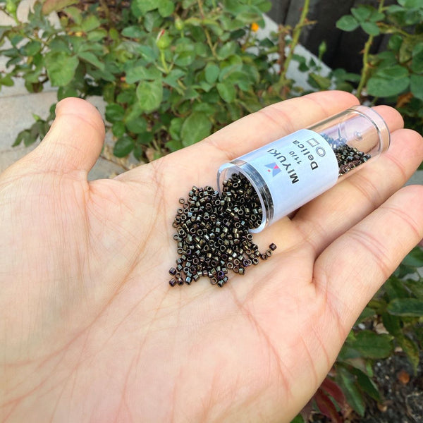 30g Miyuki Delica 11/0 Seed Beads, Opaque Metallic Iris Brown DB7