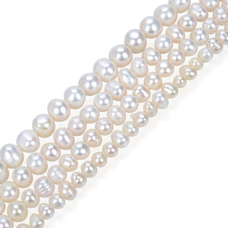 Adabele Natural Grade A Potato Round Pearl Beads, White Cultured Freshwater Pearls, 4 - 5mm, 1 Strand/14 Inch, FP2-45