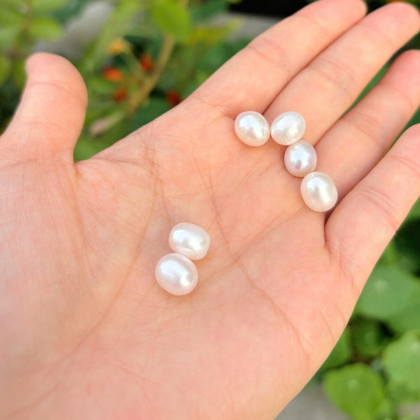 10pcs Natural AAA Grade High Luster Half Drilled Teardrop Pearls Beads, White Cultured Freshwater Pearls, 9-10mm, Hole ID 0.85mm, PT3-910