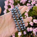 1 Strand Stretch Natural Black Hematite Beaded Gemstone Bracelet, 8mm Bead, Length Selections: 7 inch/7.5 inch/8 inch/8.5 inch