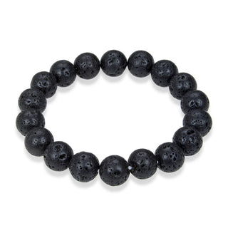 1 Strand Stretch Natural Black Lava Rock Beaded Gemstone Bracelet, 8mm Bead, Length Selections: 7 inch/7.5 inch/8 inch/8.5 inch