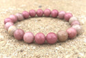 1 Strand Stretch Natural Pink Rhodonite Beaded Gemstone Bracelet, 8mm Bead, Length Selections: 7 inch/7.5 inch/8 inch/8.5 inch