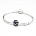1pc Solid 925 Sterling Silver Sapphire Blue Star Flower Charm Bead, Compatible with Pandora All Other Charm Bracelet, EC 472