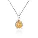 1pc Natural Druzy Crystal Pendant Necklace, Golden Champagne Teardrop Small Tiny Gemstone Pendant, 18 inch Stainless Steel Surgical Chain, GGP25-2