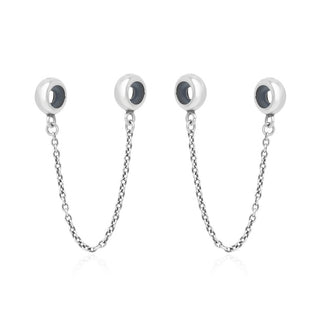 925 Sterling Silver Safety Chain Lock Clip Rubber Charm Holder Bead Stopper