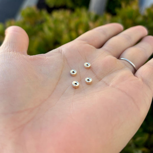 10pcs Real 1/20 14K Gold Filled Puffy Rondelle Beads, Size Selections: 4mm/6mm