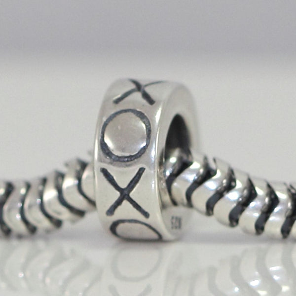 1pc Solid 925 Sterling Silver Hugs Kisses Charm XO Bead Charm, Compatible with Pandora All Other Charm Bracelet, EC389