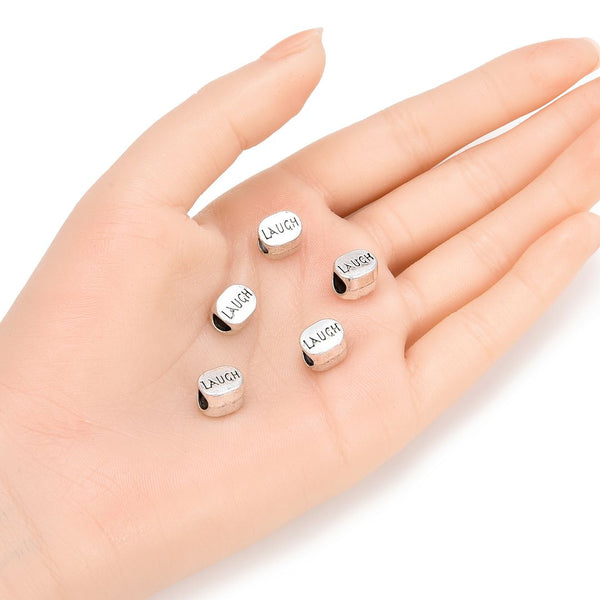 20pcs Laugh Happiness Large Hole Beads, Hole ID 4.5mm, Antique Silver, Zinc Alloy Metal, MEC-C5