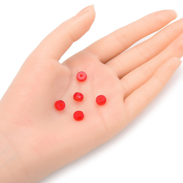 25pcs Adabele Austrian Faceted Heishi Rondelle Crystal Beads, Light Siam Red, 8x4mm, Hole ID 1mm, SSV-806 - image 2